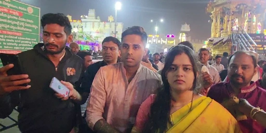 Suryakumar Yadav Visits Tirupati with Wife