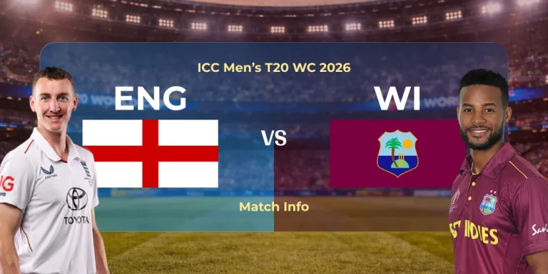 England vs West Indies ICC Men’s T20 WC 2026 Match Info