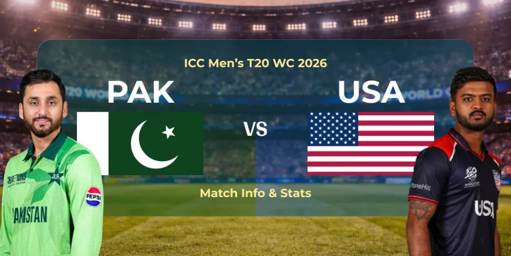 Pakistan vs USA_ ICC Men’s T20 WC 2026 Match Info & Stats